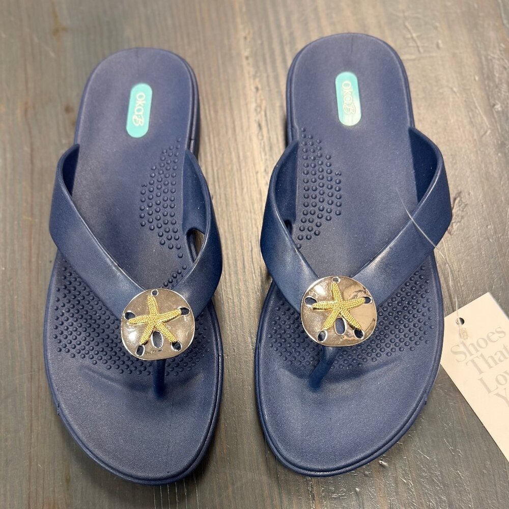OkaB Navy Womens Sand Dollar Sandals Size 10-11 Large